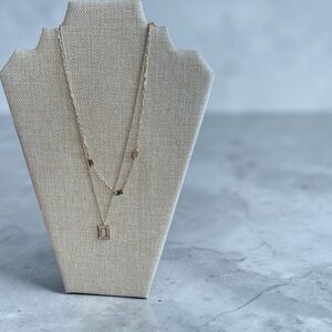 Layered Rectangle Pendant Necklace in Gold - Women Jewelry